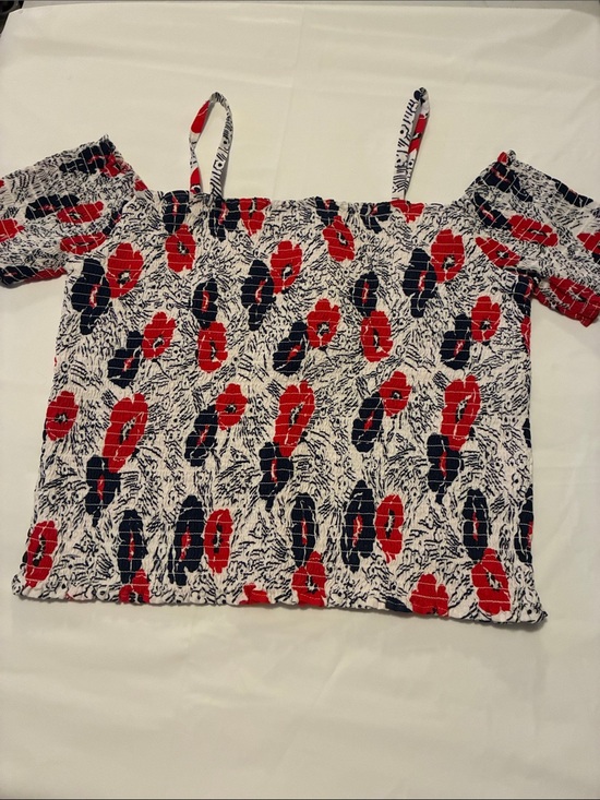 Janie and Jack Other - Janie and Jack Red & Navy Floral Off-Shoulder Camisole Top